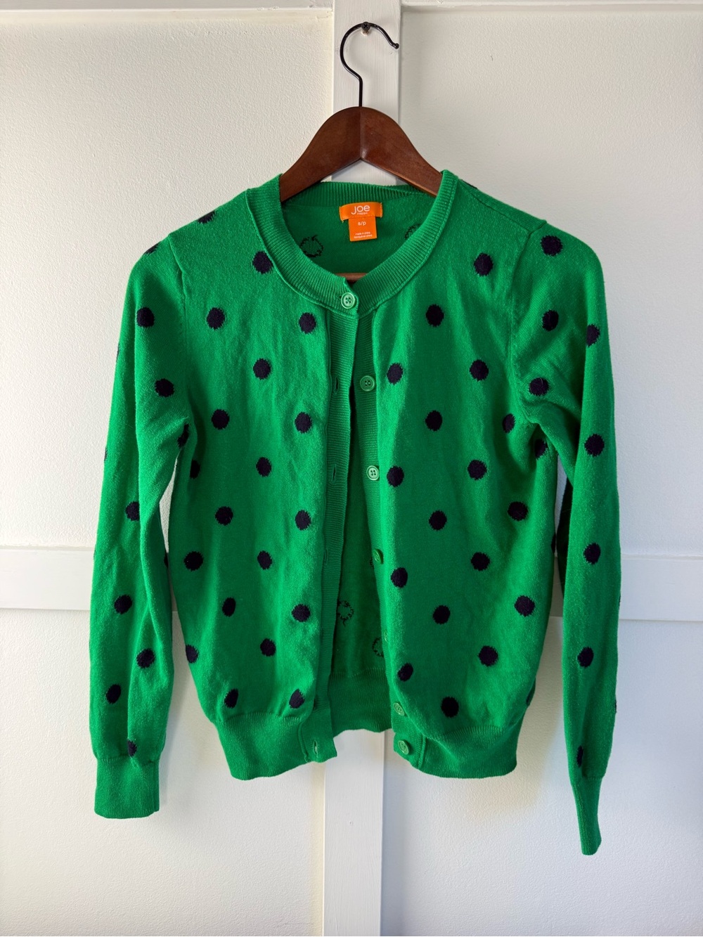 Joe Fresh Green Cardigan with Polka Dots